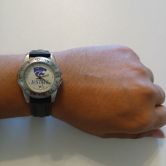 K-State Wildcats Sun Tiime Women\'s Watch – Japanese Quartz – Black Leather Strap main image 12